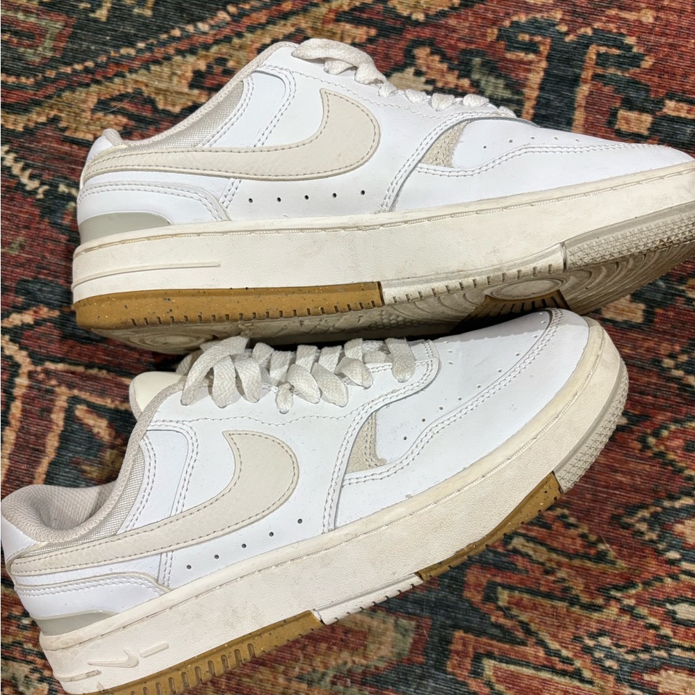 Nike White and Tan Women's Sneakers